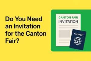 BLOG 1 Illustration of two entrance lanes at the Canton Fair: one fast-track with invitation, one slow and crowded without
