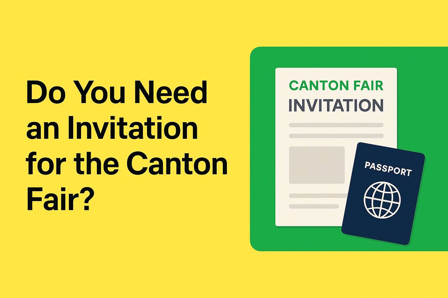 Illustration of two entrance lanes at the Canton Fair: one fast-track with invitation, one slow and crowded without